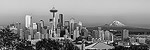 Seattle and Mount Rainier at dusk from Kerry Park.