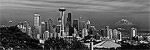 Seattle and Mount Rainier at dusk from Kerry Park.