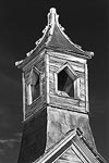 The bell tower on the Methodist church in Bodie, CA.