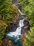 The South Fork Snoqualmie River flowing over Twin Falls near North Bend, WA.