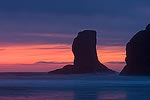 Sea stacks silhouetted at sunset at Second Beach, Olympic National Park, WA.