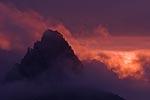 Clouds lifting at sunset.  Mt. Baker Wildernes, WA.